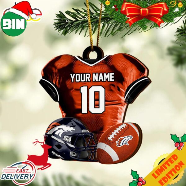 Denver Broncos NFL Sport Ornament Custom Name And Number 2023 Christmas Tree Decorations