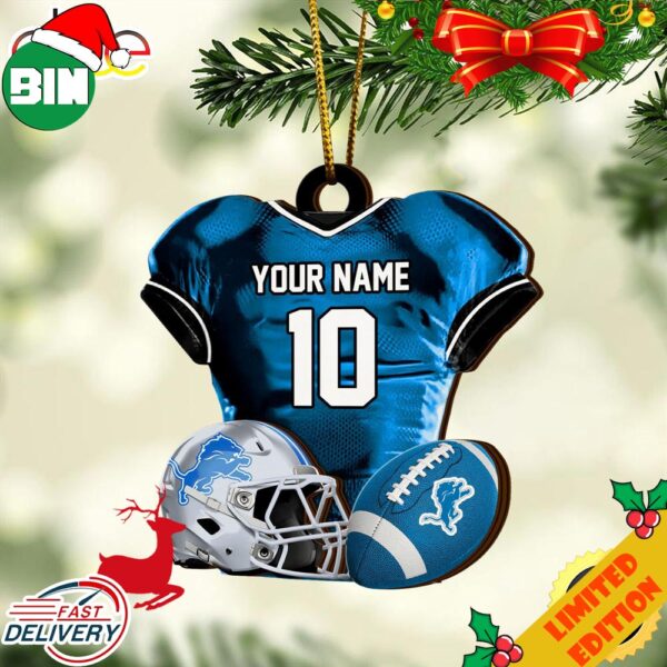 Detroit Lions NFL Sport Ornament Custom Name And Number 2023 Christmas Tree Decorations