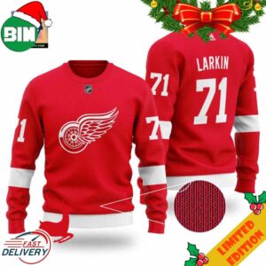Detroit Red Wings Larkin 71 Red NHL Ugly Sweater