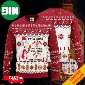 Dr Seuss I Will Drink Fireball Here Or There Knitted Ugly Sweater For Men And Women