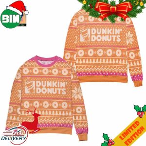 Dunkin Donuts Snow Flake Pine Tree Ugly Christmas Sweater For Men And Women