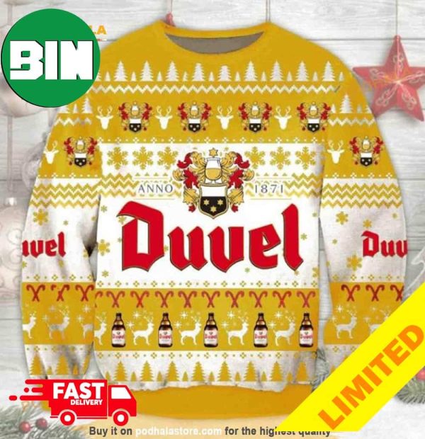 Duvel Belgian Beer Xmas Funny 2023 Holiday Custom And Personalized Idea Christmas Ugly Sweater