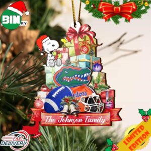 Florida Gators And Snoopy Christmas NCAA Ornament Custom Your Family Name