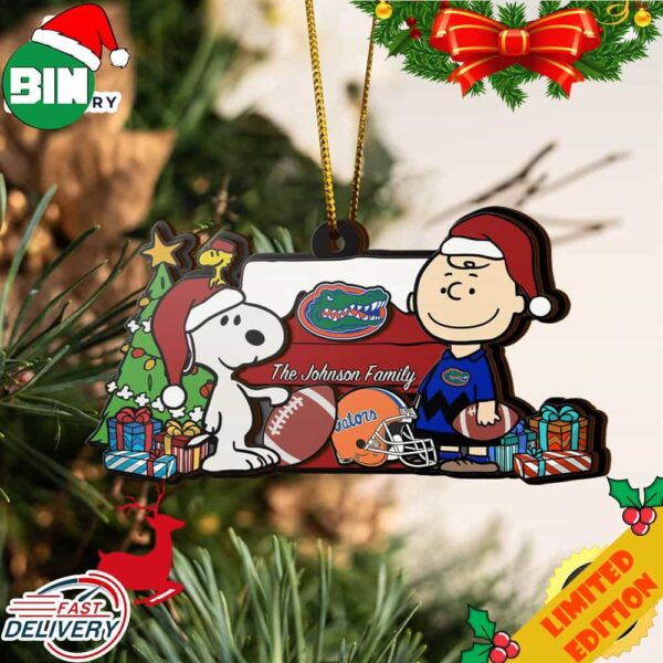 Florida Gators Snoopy Christmas NCAA Ornament Custom Your Family Name