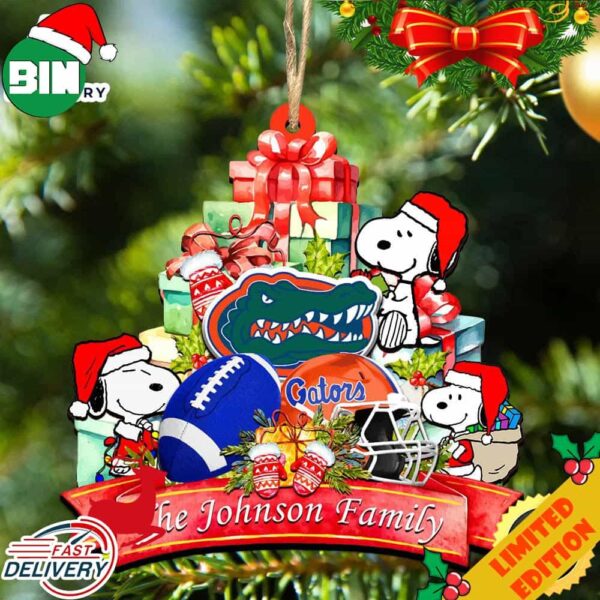 Florida Gators Snoopy Christmas NCAA Ornament Personalized Your Family Name