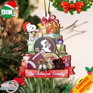 Florida State Seminoles And Snoopy Christmas NCAA Ornament Custom Your Family Name