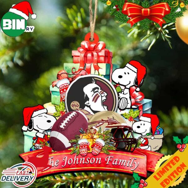 Florida State Seminoles Snoopy Christmas NCAA Ornament Personalized Your Family Name