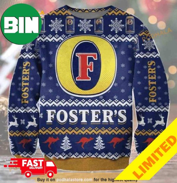 Fosters Beer Xmas Funny 2023 Holiday Custom And Personalized Idea Christmas Ugly Sweater
