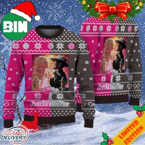Funny Barbenheimer Ugly Sweater 2023 Holiday Gift Oppenheimer x Barbie Movie For Men And Women