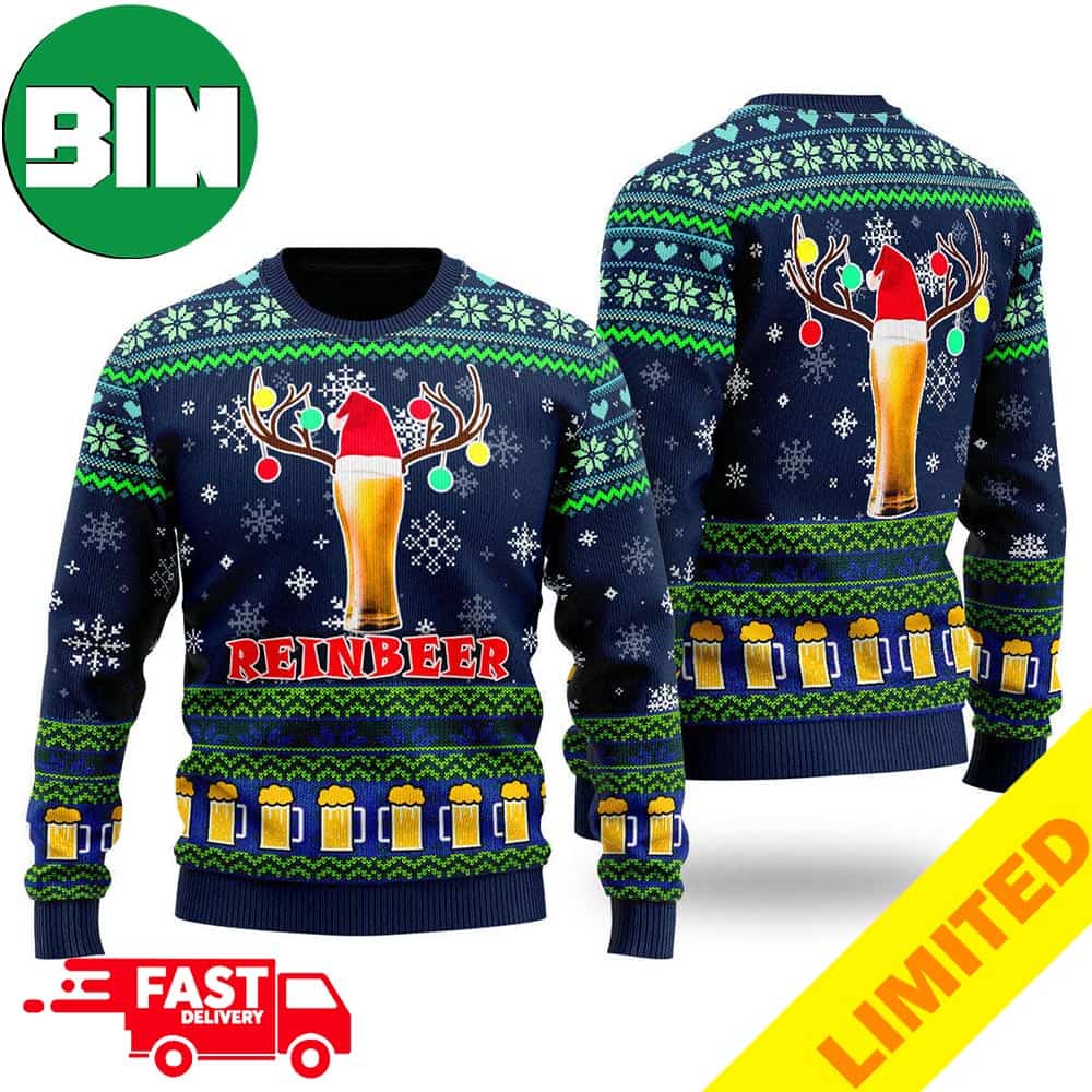 Funny Beer Lover Reindeer Xmas Funny 2023 Holiday Custom And Personalized Idea Christmas Ugly Sweater