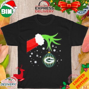 Funny Hand Grinch Christmas Ornament Green Bay Packers 2023 T-Shirt