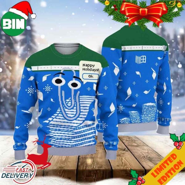 Funny Windows Blue Pattern 2023 Holiday Ugly Christmas Sweater