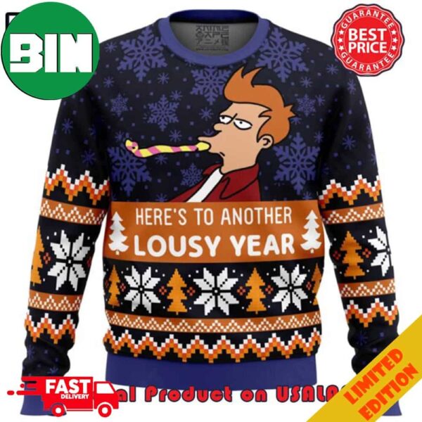 Futurama Simpson Here’s To Another Lousy Year Ugly Christmas Sweater For Men And Women