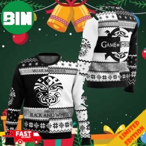 Game of Thrones House Black and White Ugly Christmas Sweater For Men And Women