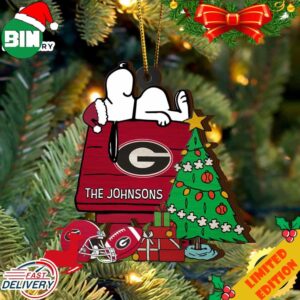 Georgia Bulldogs Snoopy Christmas NCAA Ornament Custom Name