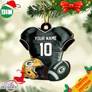 Green Bay Packers NFL Sport Ornament Custom Name And Number 2023 Christmas Tree Decorations