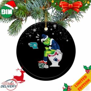 Grinch Santa Buffalo Bills Sitting On Toilet Christmas Ornament