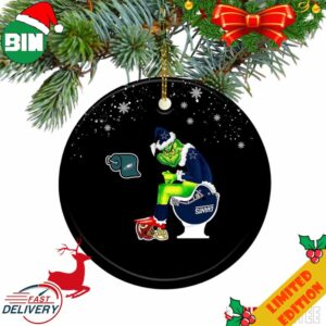 Grinch Santa Dallas Cowboys Toilet Christmas Ornament