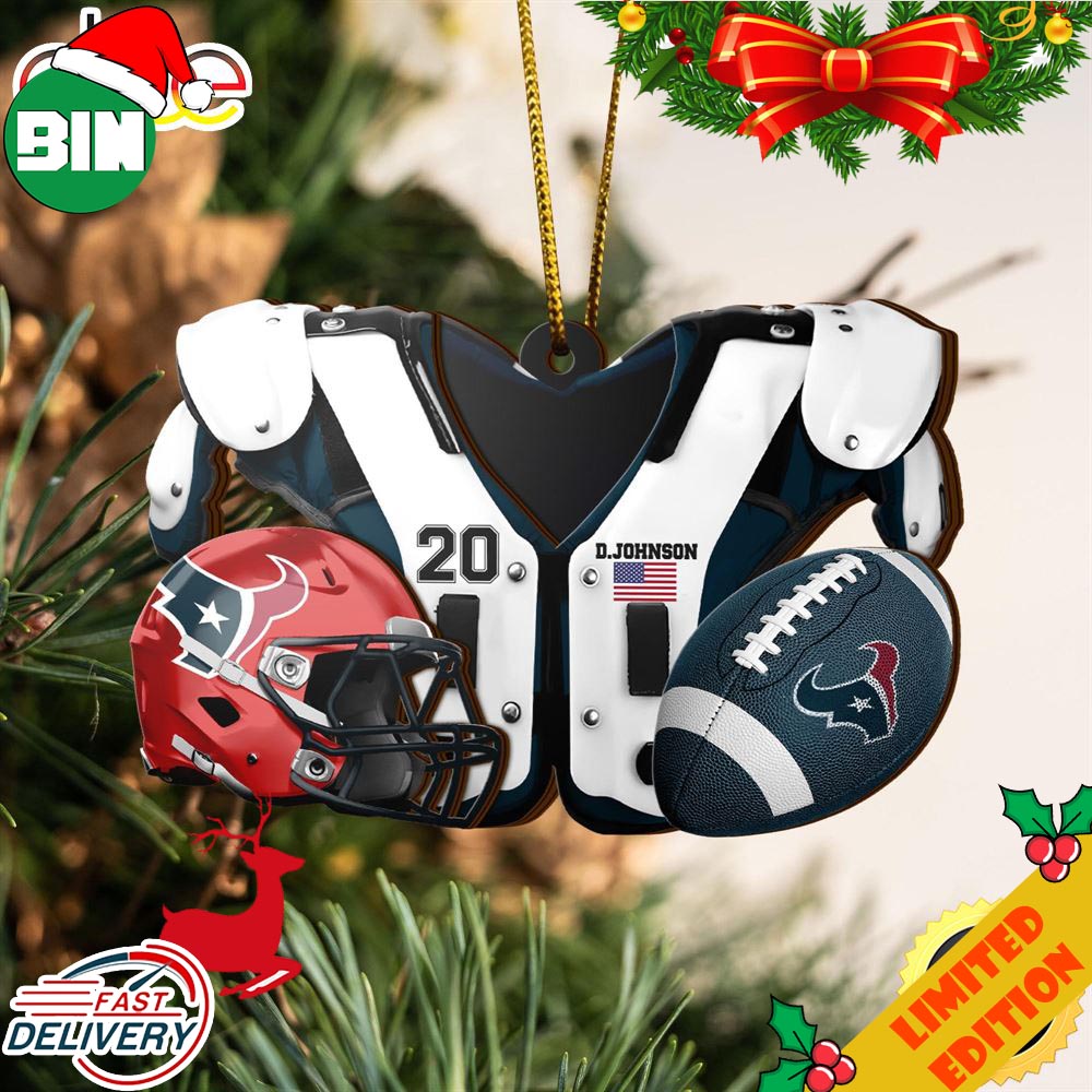 Houston Texans NFL Sport Ornament Custom Your Name And Number 2023 Christmas Tree Decorations
