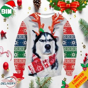 Husky Dog Funny Face Ugly Sweater For Men And Women