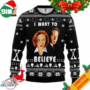 I Want To Believe X-File Movie Ugly Christmas Sweater