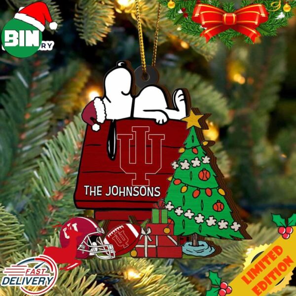 Indiana Hoosiers Snoopy Christmas NCAA Ornament Custom Name