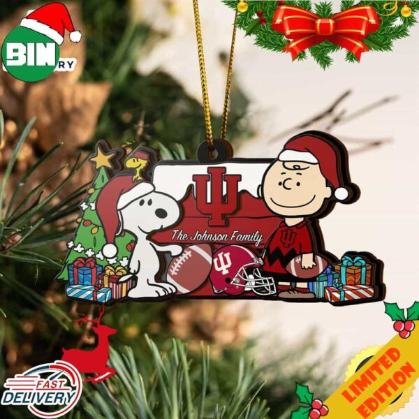 Indiana Hoosiers Snoopy Christmas NCAA Ornament Custom Your Family Name