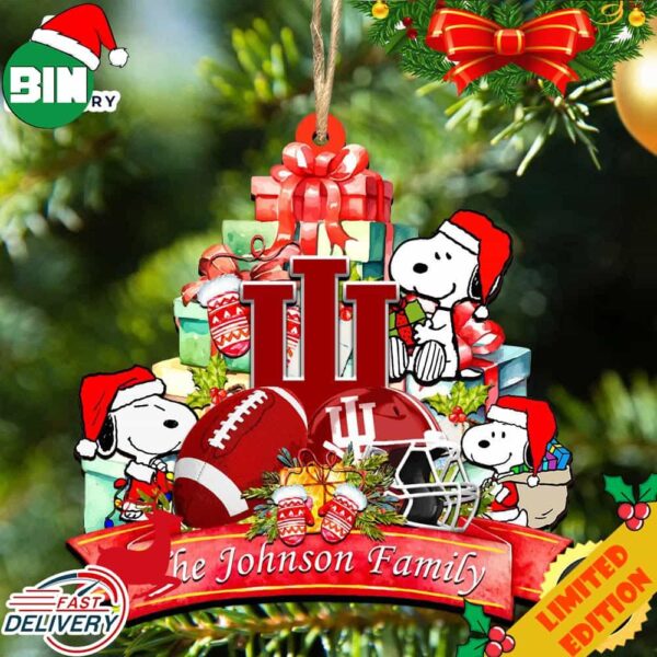 Indiana Hoosiers Snoopy Christmas NCAA Ornament Personalized Your Family Name