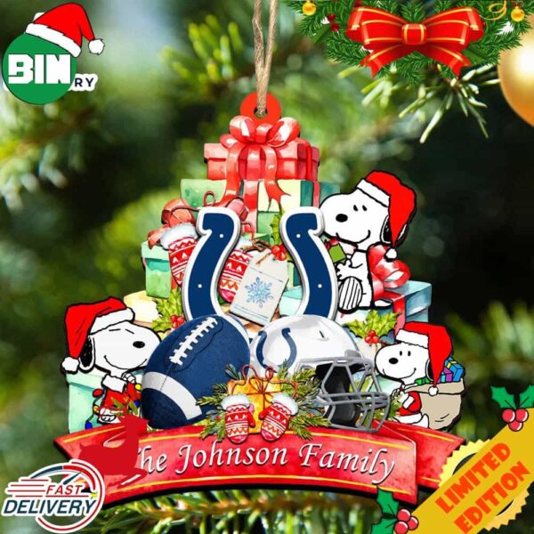 Indianapolis Colts Snoopy And NFL Sport Ornament Personalized Your Family Name