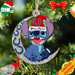 Indianapolis Colts Stitch Ornament NFL Christmas And Stitch With Moon Ornament
