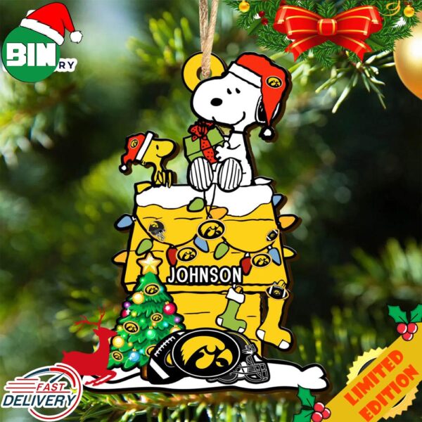 Iowa Hawkeyes Snoopy Christmas NCAA Ornament Personalized Your Name