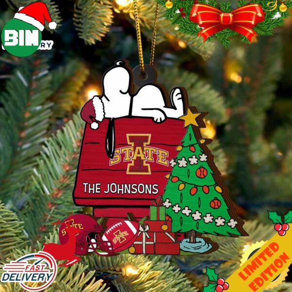 Iowa State Cyclones Snoopy Christmas NCAA Ornament Custom Name