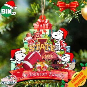 Iowa State Cyclones Snoopy Christmas NCAA Ornament Personalized Your Family Name