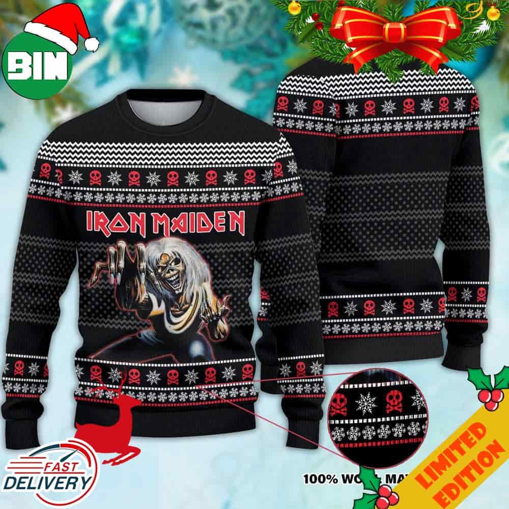 Iron Maiden Rock Music Metal Band Ugly Sweater Holiday 2023 - Binteez