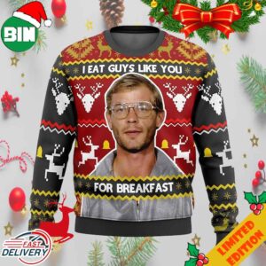 Jeffrey Dahmer I Eat Guys Like You For Breakfast Funny 2023 Christmas Ugly Sweater