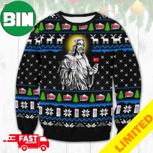 Jesus Drinking Coors Light Xmas Funny 2023 Holiday Custom And Personalized Idea Christmas Ugly Sweater