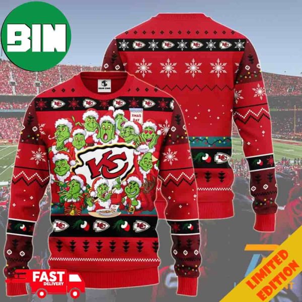 Kansas City Chiefs 12 Grinch Xmas Day NFL Christmas Ugly Sweater