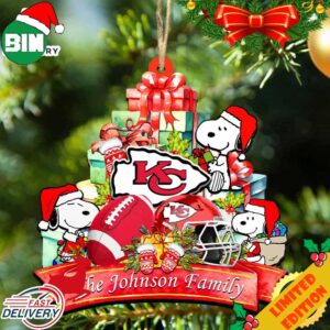 Kansas City Chiefs Snoopy And NFL Sport Ornament Personalized Your Family Name