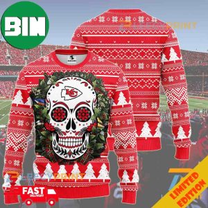 Kansas City Chiefs Sugar Skull Flower Ugly Sweater