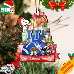 Kentucky Wildcats And Snoopy Christmas NCAA Ornament Custom Your Family Name