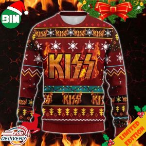 Kiss Heavy Metal Band Fire 3D Christmas 2023 Ugly Sweater