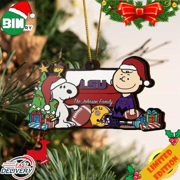 LSU Tigers Snoopy Christmas NCAA Ornament Custom Your Family Name