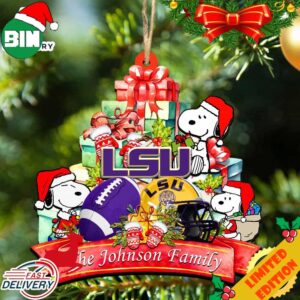 LSU Tigers Snoopy Christmas NCAA Ornament Personalized Your Family Name