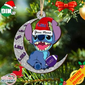 LSU Tigers Stitch Christmas Ornament NCAA And Stitch With Moon Ornament