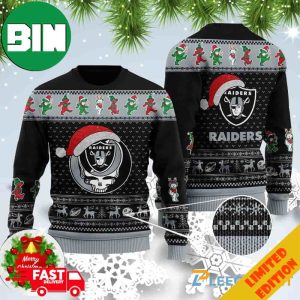 Las Vegas Raiders Gateful Dead And Bears Ugly Christmas Sweater