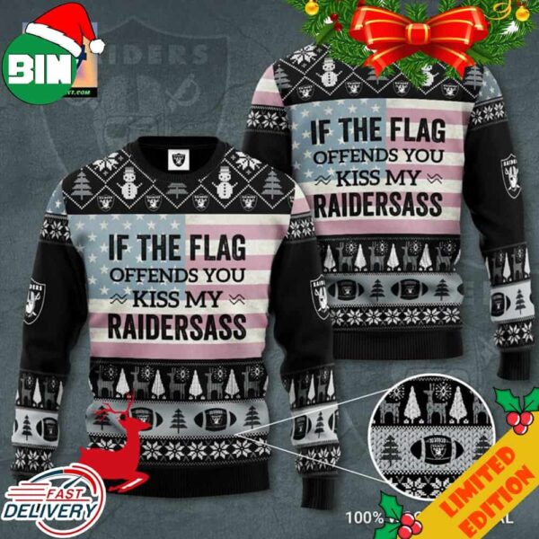 Las Vegas Raiders If The Flag Offends You Kiss My Raidersass Ugly Sweater