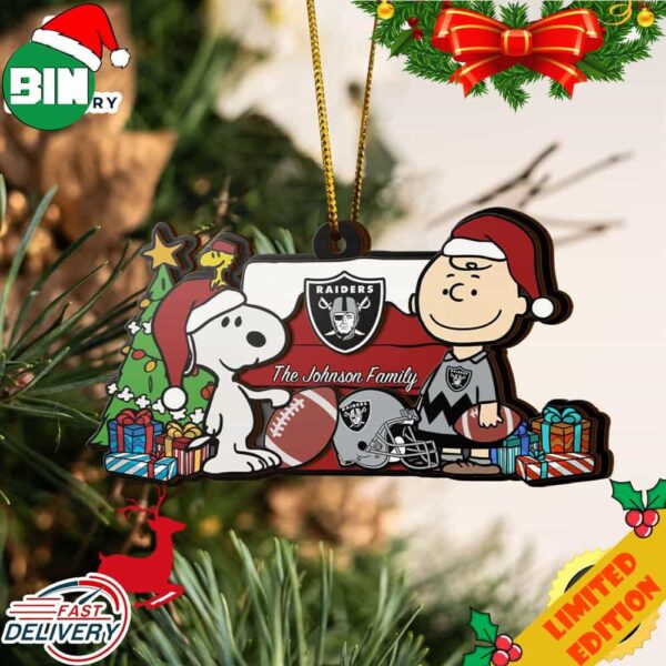 Las Vegas Raiders Snoopy NFL Sport Ornament Custom Your Family Name