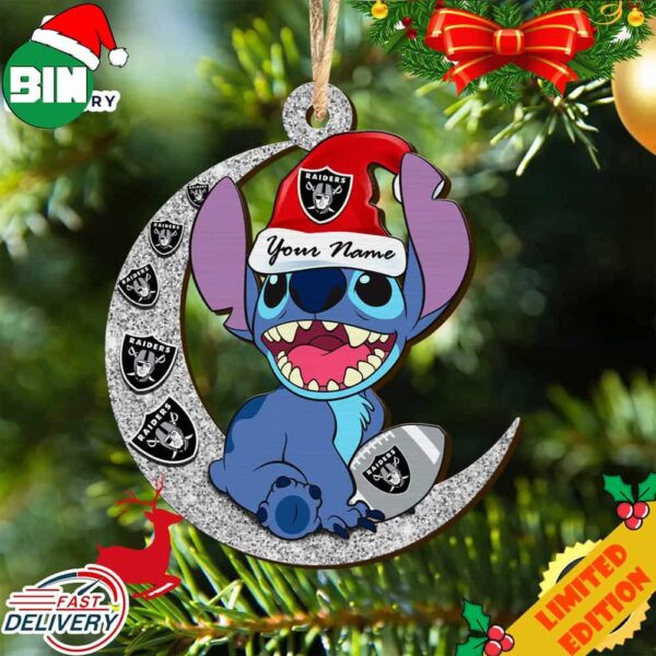 Las Vegas Raiders Stitch Ornament NFL Christmas And Stitch With Moon Ornament