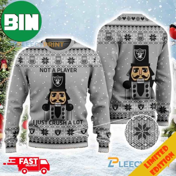 Las Vegas Raiders Ugly Christmas Sweater Raiders I Just Crush A Lot Christmas Ugly Sweater