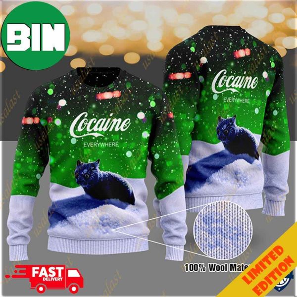 Let It Snow Cat Cocaine Everywhere 3D Ugly Christmas Sweater For Men And Women